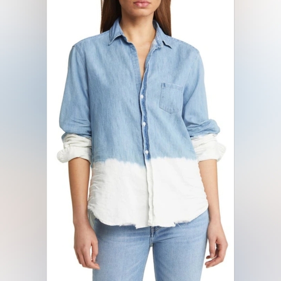 Frank & Eileen Dip Dye Chambray Button Up Shirt in Small - Picture 1 of 8